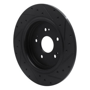 Acura TLX Brake Rotor (1) - Rear Left - R1 Concepts - Drilled & Slotted - Black - `15-`25